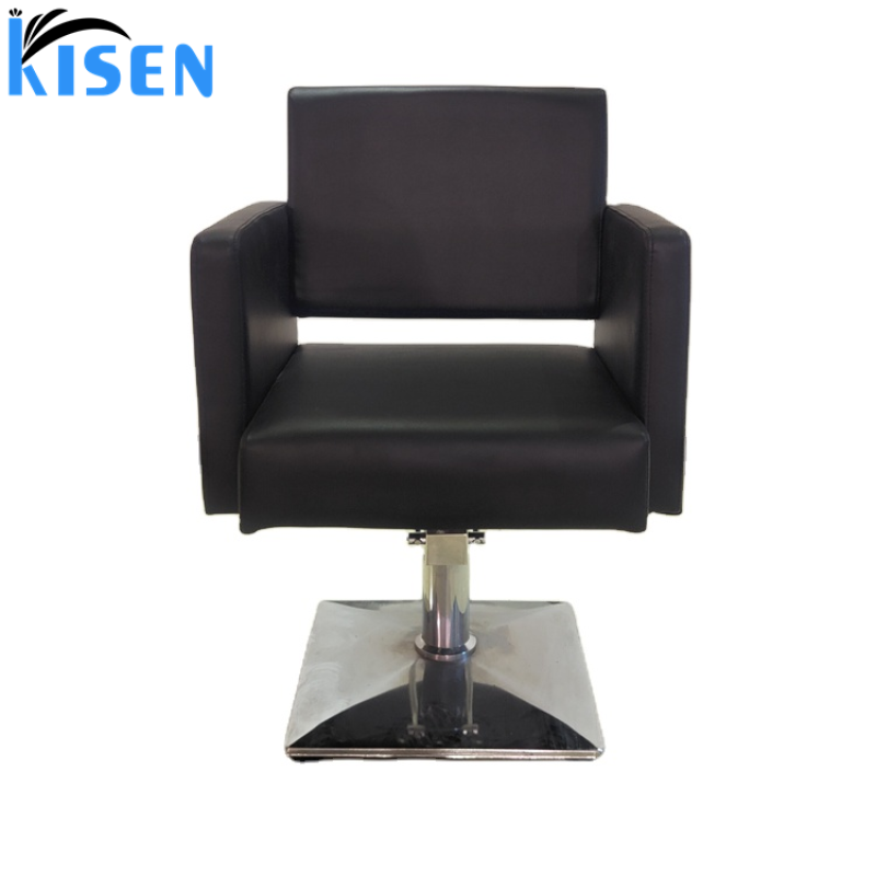 Kisen Barber Shop Hair Salon Dedicated Hairdressing Black Chair Lifting Rotating Hair Cutting Styling Chair Hair Salon Seat