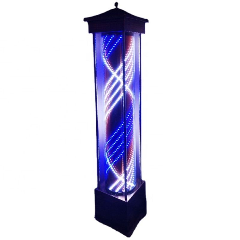 Classical Rotating LED Gold Inflatable Barber Pole Water Proof Spinning Stripes Barber Shop Salon Open Sign Light Outdoor