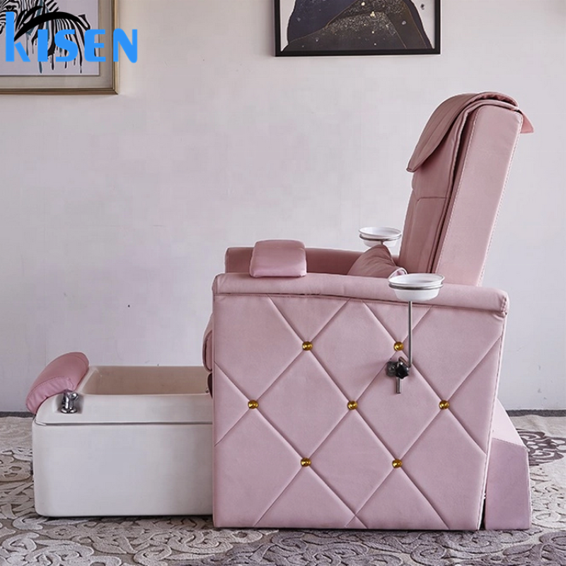 KISEN White Ceramic Pedicure Bowl with Footrest for Nail Salon Spa