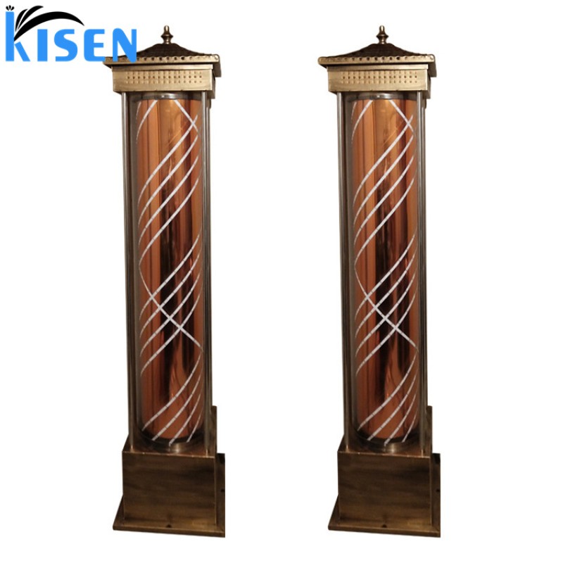 Classical Rotating LED Gold Inflatable Barber Pole Water Proof Spinning Stripes Barber Shop Salon Open Sign Light Outdoor