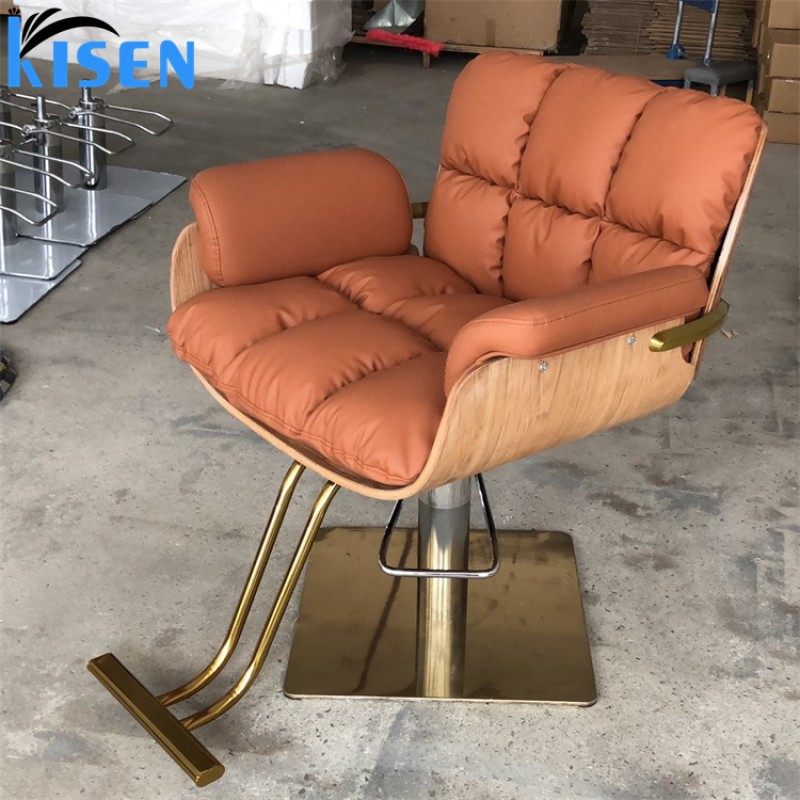 Kisen Black Gold Barbershop Furniture Salon Furniture Set Sillas De Barbero Profesional Salon Hairdressing Styling Barber Chair