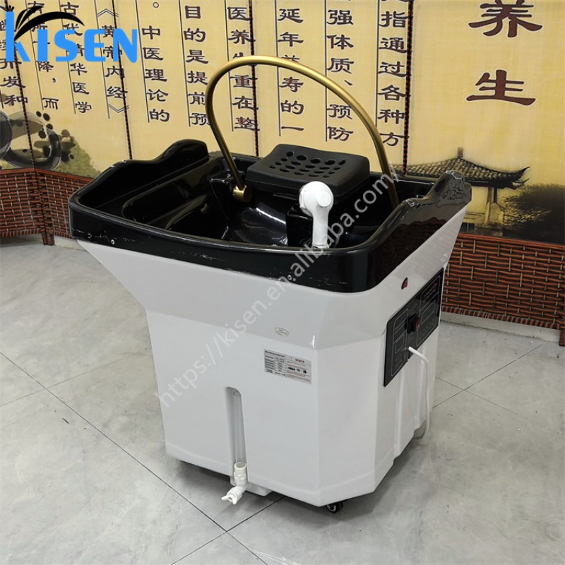 Kisen Movable Heating Water Head Therapy Thai Spa Portable Shampoo Basin Shampoo Bed for Salon Head Water Therapy