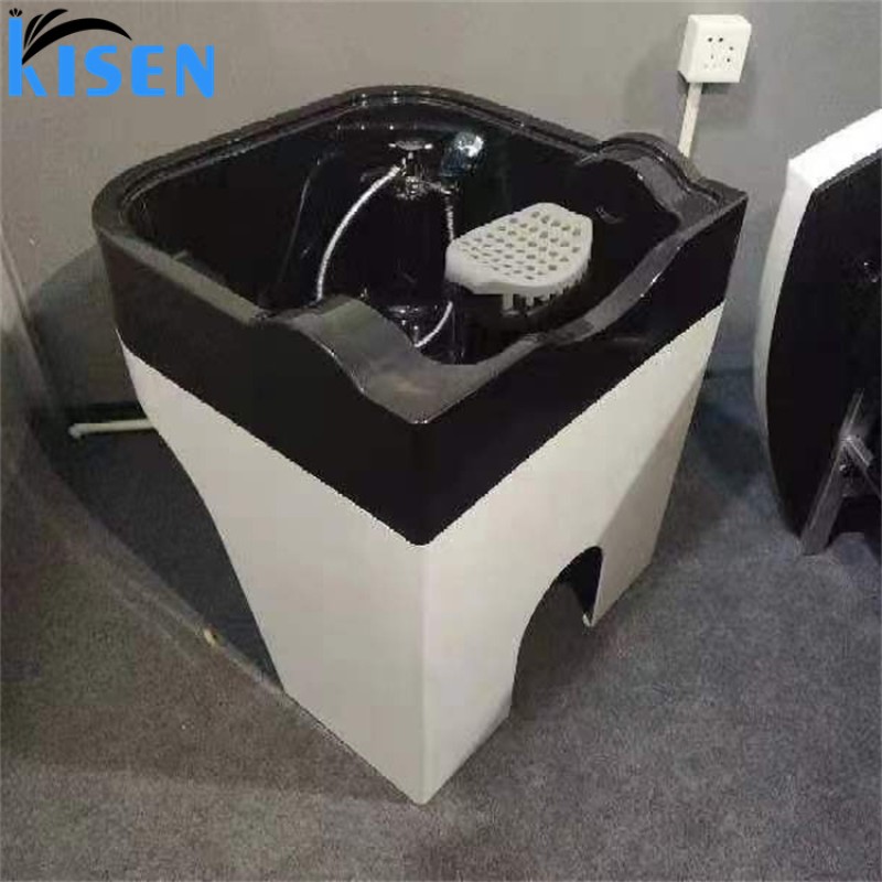 Kisen 2024 New Design Portable Big Size Black White Hair Washing Bowl Sink for Shampoo Massage Bed and Chair Use