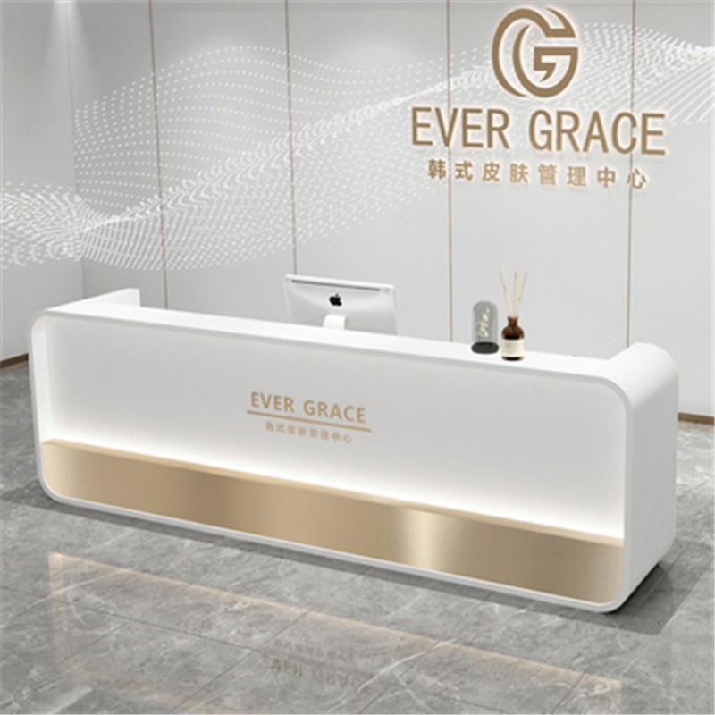 Kisen Cheap Contemporary Hotel Lobby Artificial Stone White Unique Reception Desk Design Tall Reception Desks