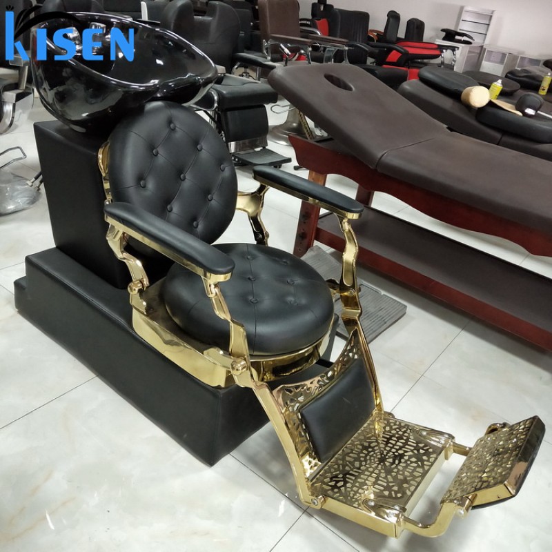 Kisen Hot Selling Barber Chairs Set Furniture with Inflatable Hair Washing Basin for Shampoo Bowls Salon Chair Set