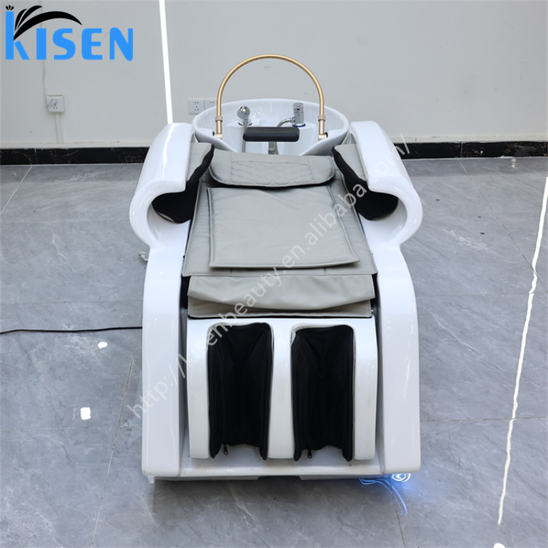 KISEN Multifunctional Salon Equipment Electric Hair Washing Chair Head Spa Water Therapy Full Body Massage Lay Down Shampoo Bed