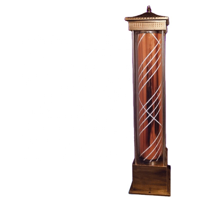 Classical Rotating LED Gold Inflatable Barber Pole Water Proof Spinning Stripes Barber Shop Salon Open Sign Light Outdoor