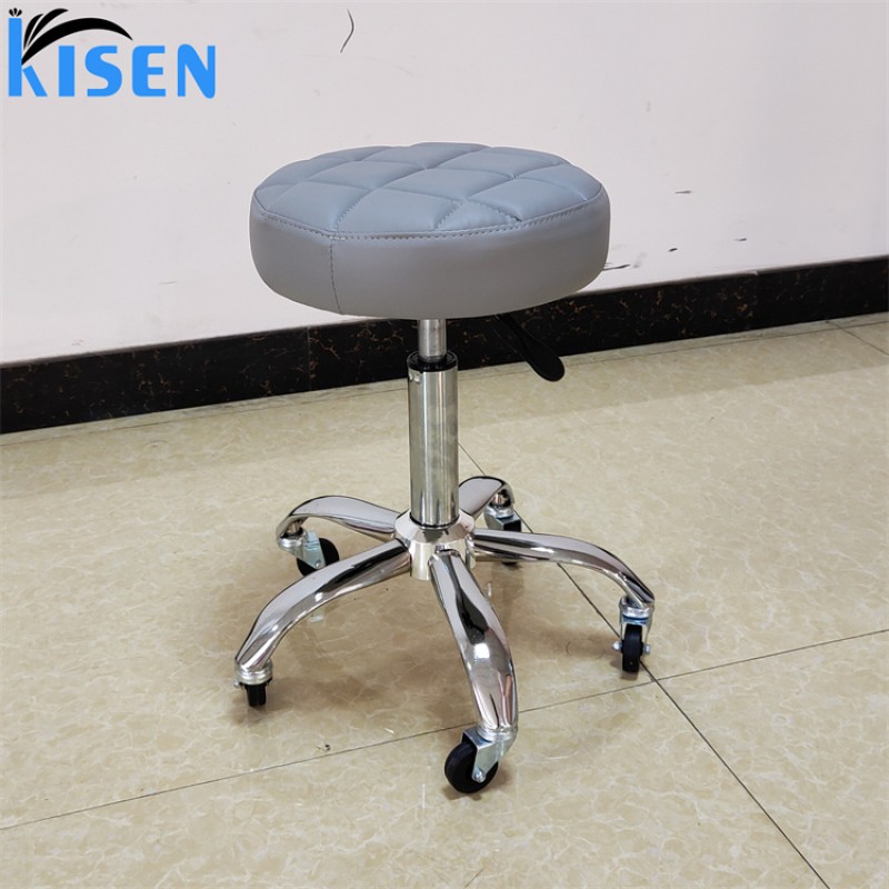 Kisen Popular Beauty Chair Hair Salon Hair Cutting Large Stool Barber Shop Chair Hair Salon Rotating Lift Round Stool