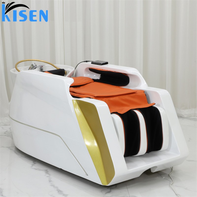 KISEN High Quality Steamer Hair Washing Chair Modern Spa Head Water Therapy Electric Thai Massage Shampoo Bed for Sale