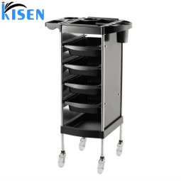 Kisen Good Quality Beauty Storage Cart Hair Dryer Holder Stylist Equipment Lockable Rolling Wheels Salon Trolley