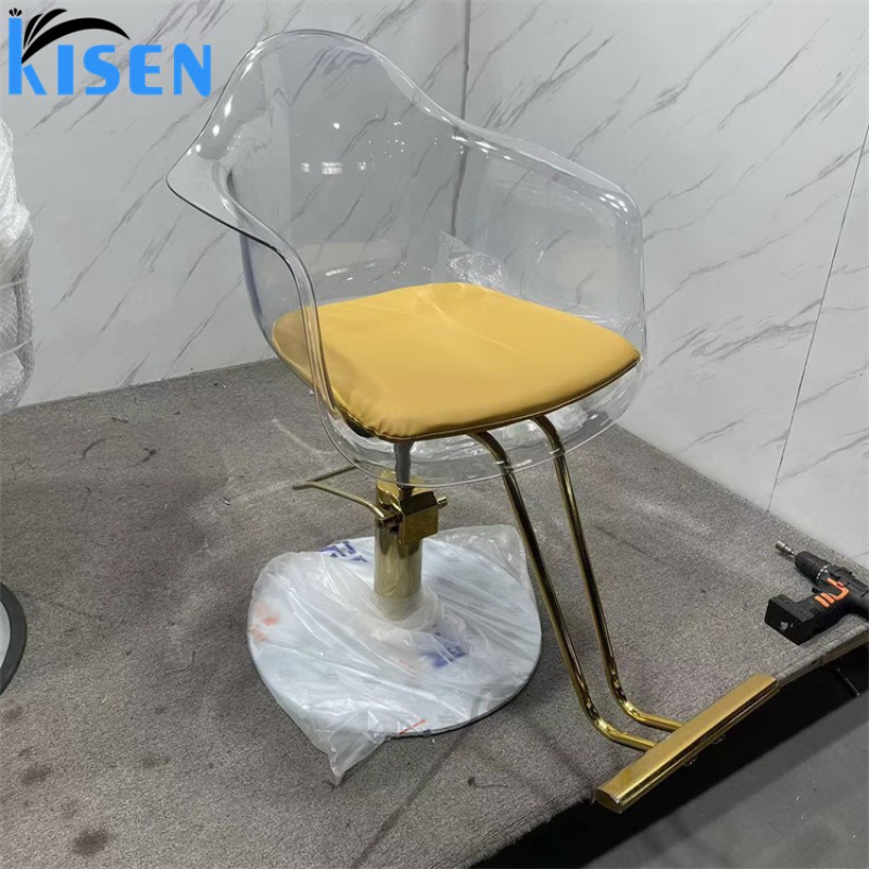 KISEN Wholesale New Design Salon Furniture Salon Equipment Barber Shop clear Styling Chair Barber Chair