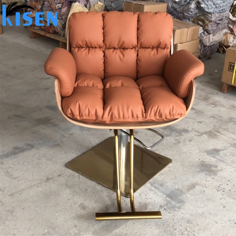 Kisen Black Gold Barbershop Furniture Salon Furniture Set Sillas De Barbero Profesional Salon Hairdressing Styling Barber Chair