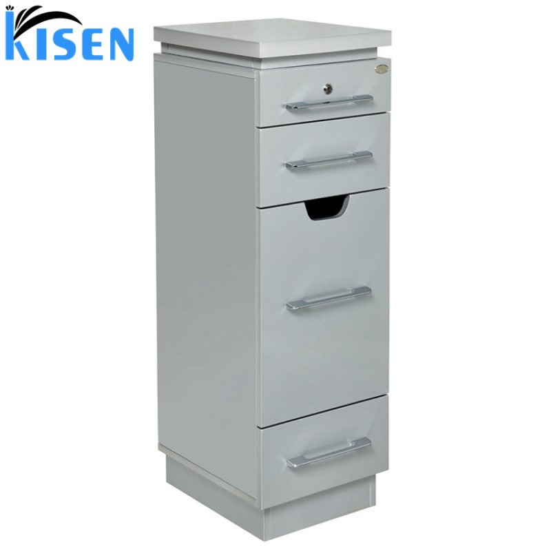Kisen 2024 Hairdressing Trolley Facial Beauty Machine Trolley Hair Salon Trolley Cart White Steel Wood Box Furniture for Barber