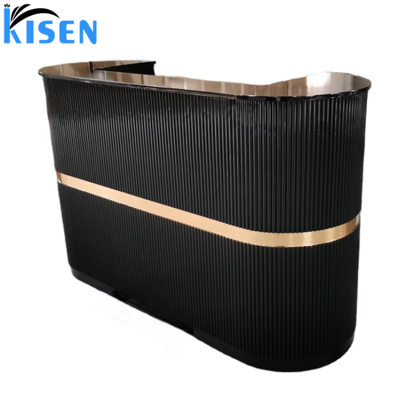 Kisen Hair and Beauty Salon Furniture Customized Color and Size White pink Black Beige Front Counterdesk Reception Table