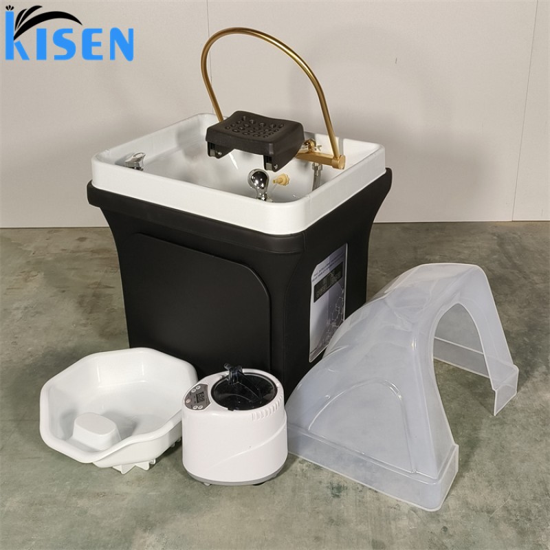 Kisen Factory Wholesale Hair Wash Salon Portable Washing Mobile Shampoo Bowl Sink Basin and Chair With Fumigation and Therapy