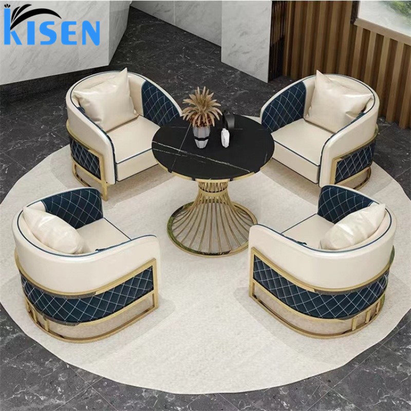 Kisen 2024 Hot Selling Modern PU Leather 1 2 3 Seater Sofa Set Furniture in Living Room Sofa Reception Waiting Sofa for Customer