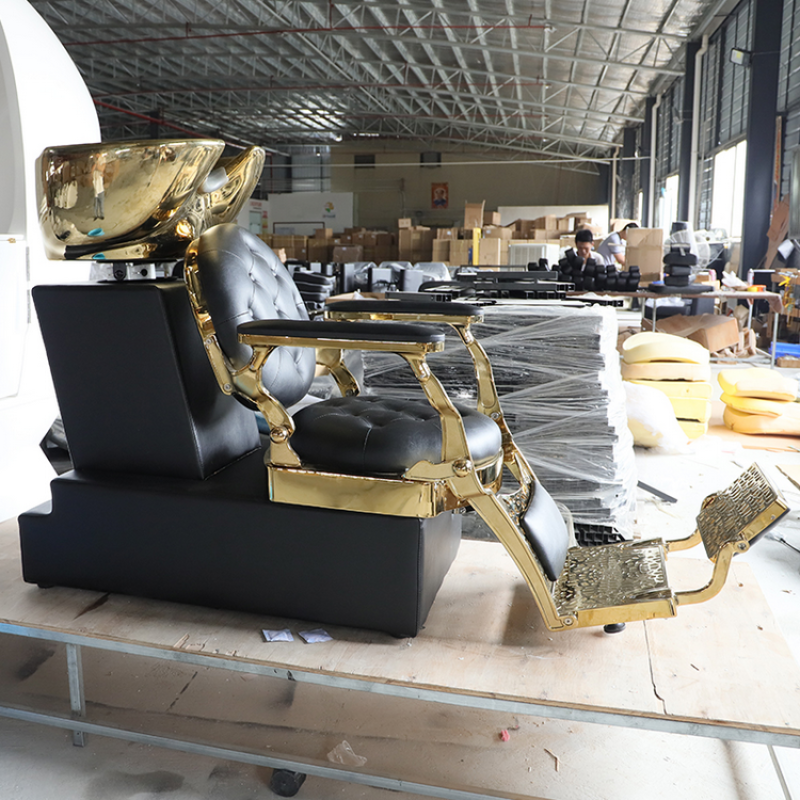 Kisen Hot Selling Barber Chairs Set Furniture with Inflatable Hair Washing Basin for Shampoo Bowls Salon Chair Set