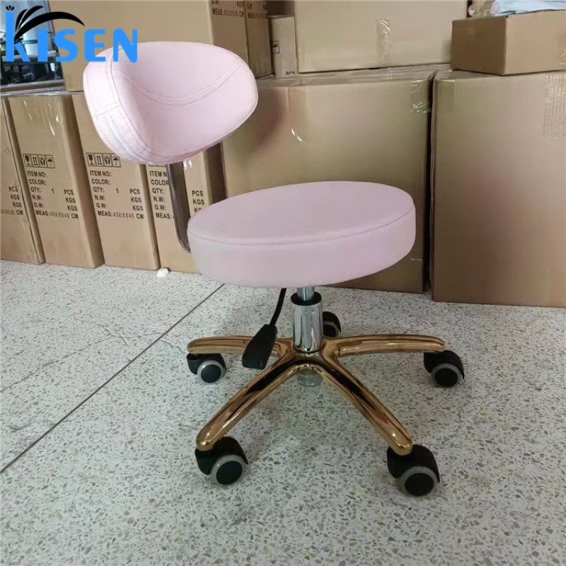 Kisen Hot Selling Manicure Spa Desk Metal Stool Chair Bar Nail Tables Salon Pink White Custom Color and Logo for Beauty Salon