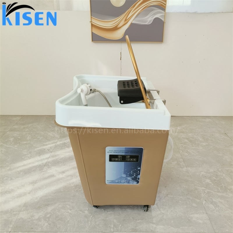Kisen Portable Mobile Shampoo Bowl Salon Furniture Hair No Plumbing Customized Color Plastic Wash Hair Sink With Head Therapy