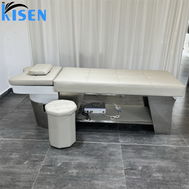 Kisen Modern Luxury Lay Down Hair Salon Washing Chair Barber Shop Thai Shampoo Chair Massage Bed with Salon Sink