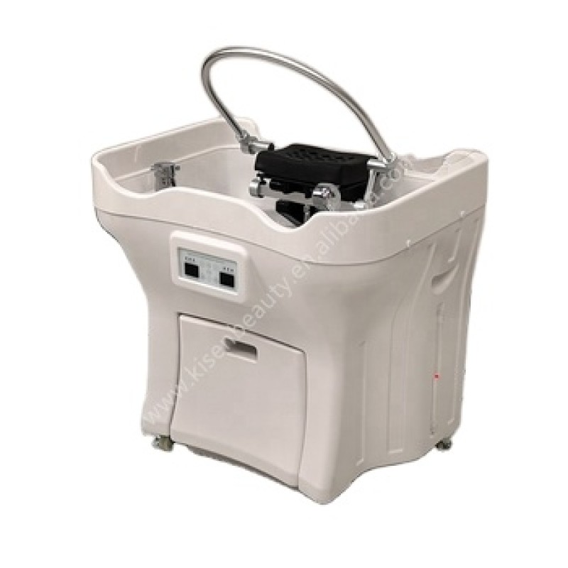 Kisen Salon Furniture Luxury White Shampoo Basin With Water Tank Hair Washing Portable Shampoo Sink Pipeless  Shampoo Bowl