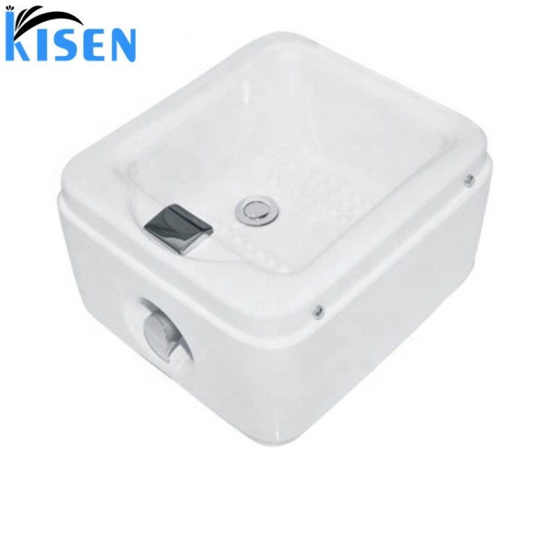 KISEN White Ceramic Pedicure Bowl with Footrest for Nail Salon Spa
