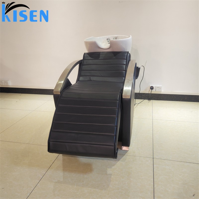 Kisen Fashionable Hair Salon Barbershop Furniture Adjustable Shampoo Styling Chair and Massage Electric Bed with Recliner Leg