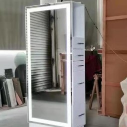 2021 New Hair Salon Station Furniture Barber Shop Mirror with Drawers