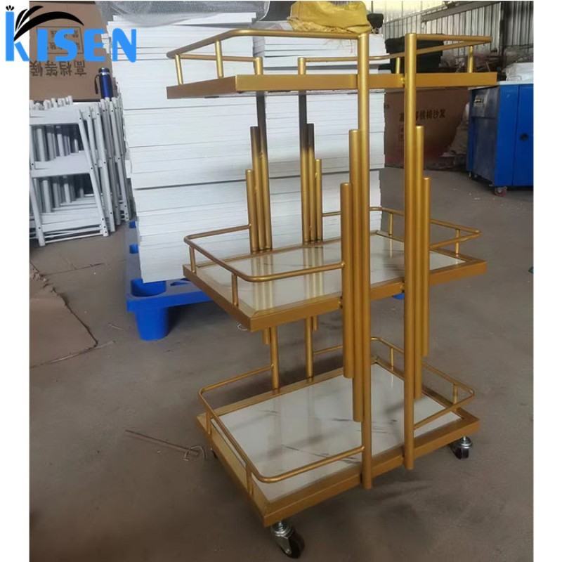 Kisen Popular Barber Shop Modern Rolling Salon Cart Lockable Hair Salon Trolley Facial Spa Beauty Trolleys