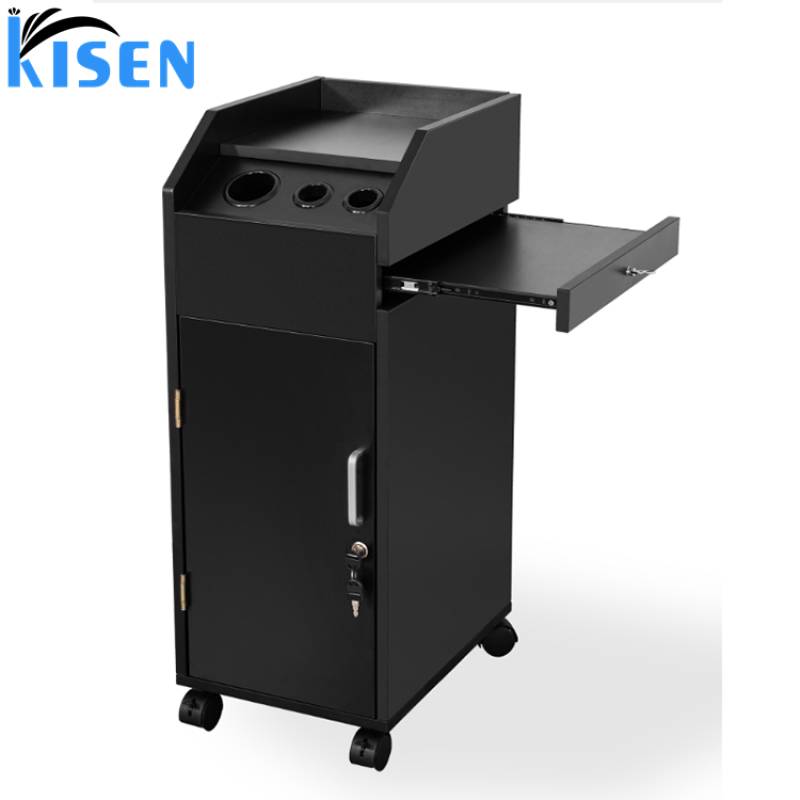 Kisen Good Salon Equipment Furniture Package Manicure Table Nail Desk Chair Throne Pedicure Chairs Clear Black Top Metal Wood