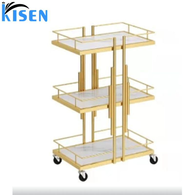 Kisen Popular Barber Shop Modern Rolling Salon Cart Lockable Hair Salon Trolley Facial Spa Beauty Trolleys