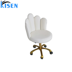Kisen White pink Brown Portable Pedicure Technician Small Chair Master Stool for Beauty and Hair Salon Use