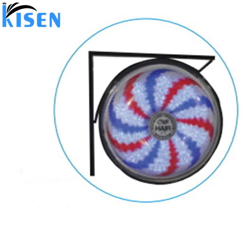 Kisen Hair Salon Furniture Circle Windmill Barber Pole Led Outdoor Hair Salon Advertising Sign