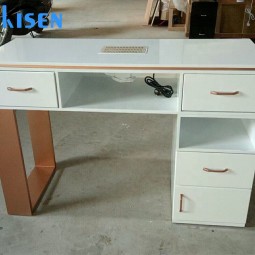 Kisen Luxury Modern Style New Quality Multi Functional Popular Rose Gold White Beauty Salon Furniture Manicure Desk Nail Tables