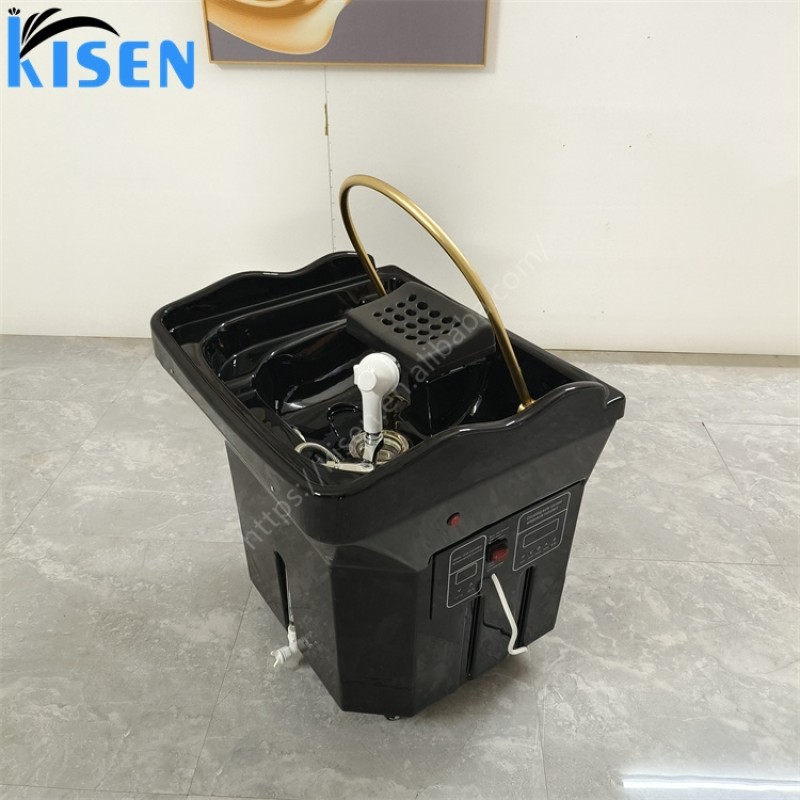 Kisen Hot Sale White Salon Washing Sink with Water tank and Water Heater No Plumbing for Beauty Bed Use