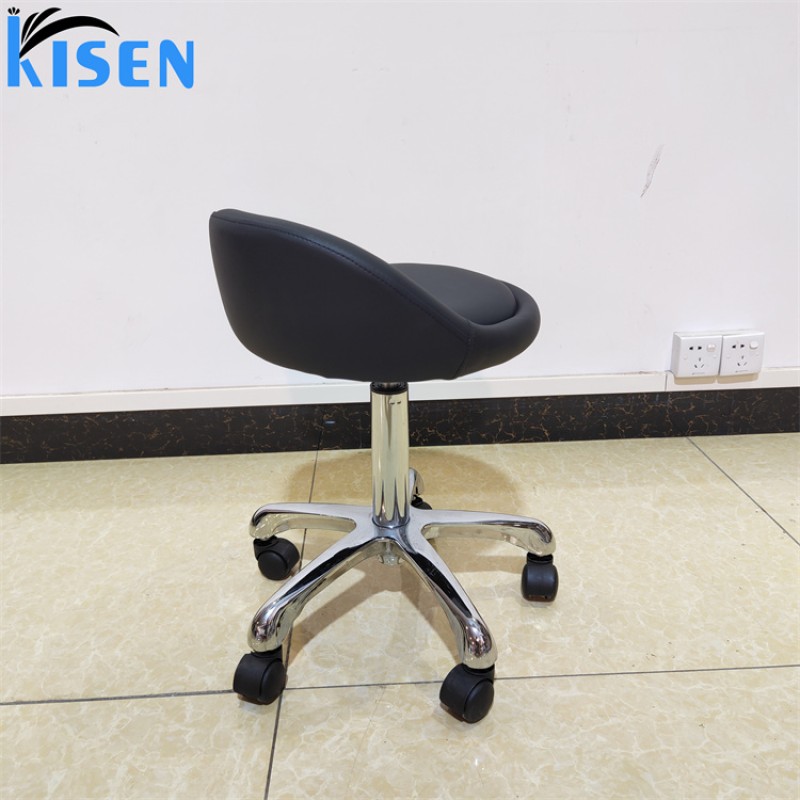 Kisen Salon Chair Manufacturer Small Black Luxury Hydraulic Pedicure Stool Chair Height Adjustable with Wheels
