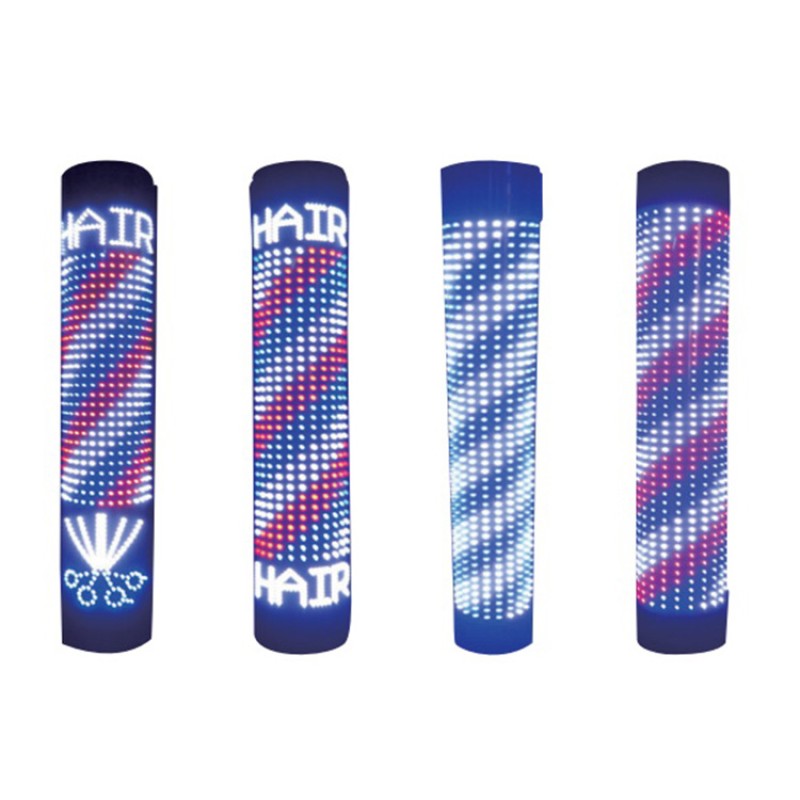 Kisen Hair Hair Salon Furniture Plastic Material Red White Red Led Sign Barber Pole Light for Barbershop Use