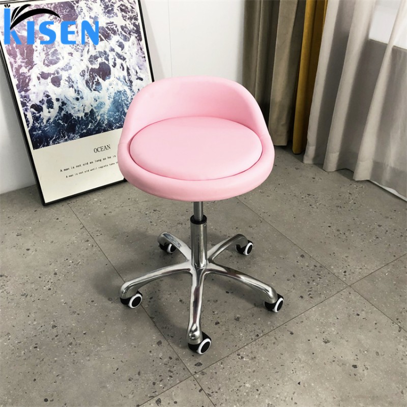 Kisen Salon Chair Manufacturer Small Black Luxury Hydraulic Pedicure Stool Chair Height Adjustable with Wheels