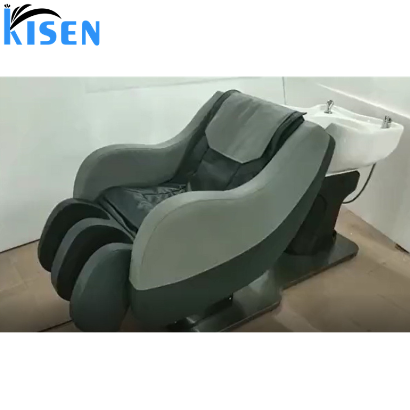 Kisen Modern Luxury Beauty Hair Salon Furniture Backwash Bed Electric Full Body Massage Shampoo Chair with Bowl