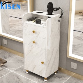 Kisen Cheap Price Makeup Trolley Spa Furniture Beauty Salon Pedicure Cart Trolley with 3 Drawers