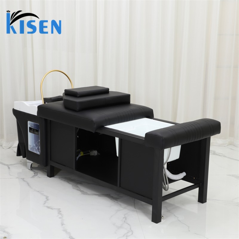 Kisen Modern Shampoo Bed Hair Salon Washing Chair Shampoo Bed with Water Circulation and Steamer Salon Shampoo Bowl and Ch