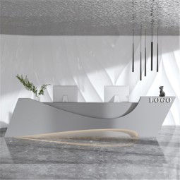 Kisen Modern White Acrylic Beauty Salon Front Counter Checkout Counter Rectangle Hotel Reception Desks