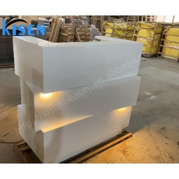 Kisen Office Furniture Small Dental White Black Front Table Casher Reception Desk with Led Light 110V 220V for Beauty Salon Use