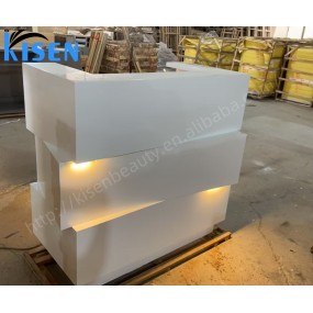 Kisen Office Furniture Small Dental White Black Front Table Casher Reception Desk with Led Light 110V 220V for Beauty Salon Use