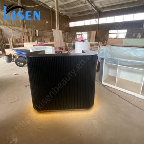 Kisen Luxury Salon pink White Blue Green Counter Reception Desk Front Table Dimension Customizable LOGO and Size for Sale