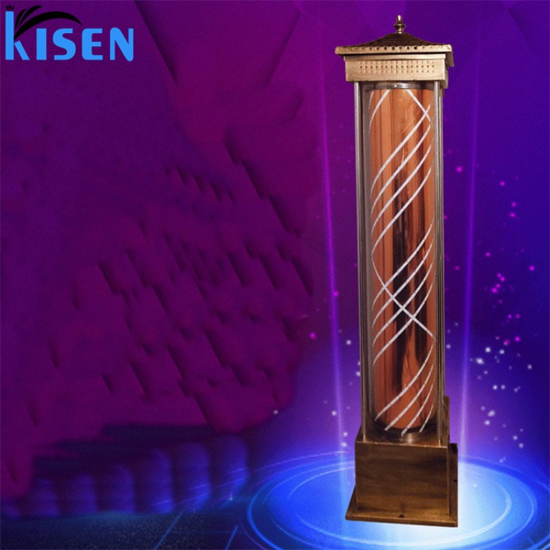 Classical Rotating LED Gold Inflatable Barber Pole Water Proof Spinning Stripes Barber Shop Salon Open Sign Light Outdoor