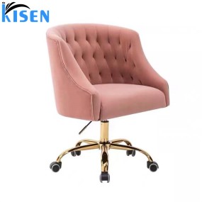 Kisen pink Hair Salon Beauty Spa Furniture Fashion Cosmetic Nail Chair Customer Chair with Headrest Makeup Stool for Lady