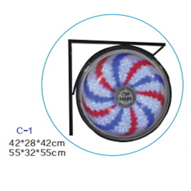 Kisen Hair Salon Furniture Circle Windmill Barber Pole Led Outdoor Hair Salon Advertising Sign