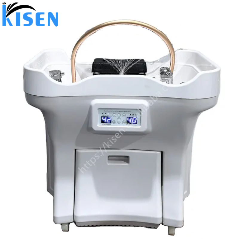 Kisen Portable Head Spa Equipment 2 Water Tanks Thermostatic Water Circulation Shampoo Basin for Bathroom Hotel Laundry