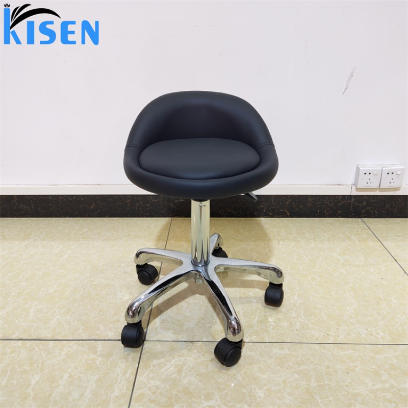 Kisen Salon Chair Manufacturer Small Black Luxury Hydraulic Pedicure Stool Chair Height Adjustable with Wheels